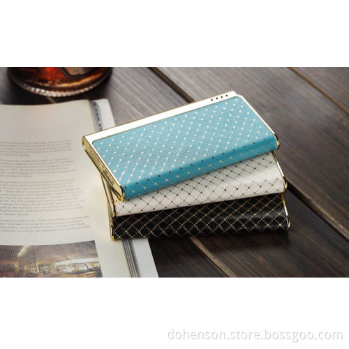 2017 most fashionable high quality new design wallet leather 6000mAh power bank